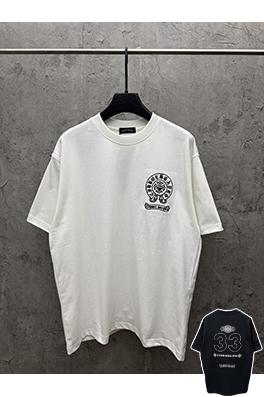クロムハーツコピー 新モデルアメリカンスタイルのアップリケ刺繍りカップル半袖Tシャツ