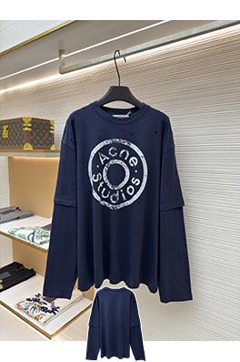 アクネストゥディオズコピー Acne Studios ボタンロゴプリントのフェイクツーピース長袖シャツ