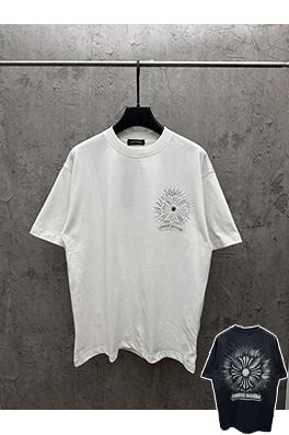 クロムハーツコピー アメリカンスタイル 3Dダイレクトインジェクションベルベットカップル半袖Tシャツ