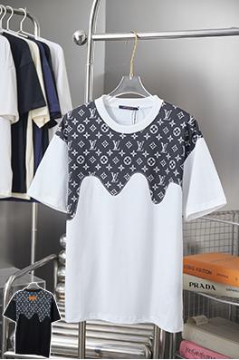 ルイヴィトンコピー 新作パッチワーク半袖Tシャツ