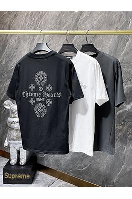 クロムハーツスーパーコピー クラシックなラインストーン付きホースシュー サンスクリット文字クロス 半袖Tシャツ