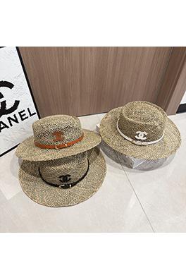 シャネルスーパーコピー 革のストローカットアウト付き麦わら帽子