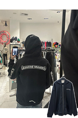 クロムハーツスーパーコピー クラシックなスクロールプリントのジップアップスウェットシャツ