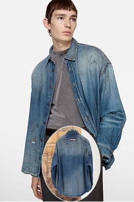 アクネストゥディオズスーパーコピー Acne Studios スプラッターペイントのデニムシャツ