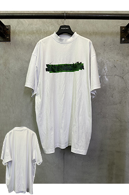 バレンシアガコピー スプリンググリーンテープ 半袖Tシャツ