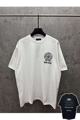 クロムハーツコピー 新モデルアメリカンスタイルのアップリケ刺繍りカップル半袖Tシャツ