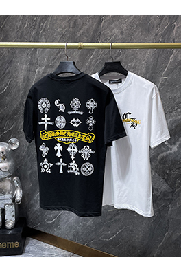 クロムハーツコピー サンスクリット語の印章ローラー彫刻フィルム半袖Tシャツ