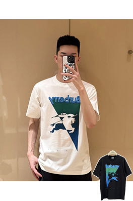 バーバリーコピー BURBERRY ツートンカラーのグラデーションプリント半袖Tシャツ