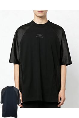 バレンシアガスーパーコピー BALENCIAGA 刺繍入りラグランパッチワーク半袖Tシャツ