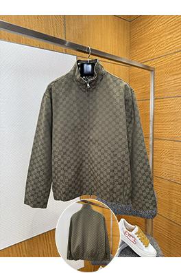 グッチスーパーコピー 全面プリントのジッパー付き長袖ジャケット