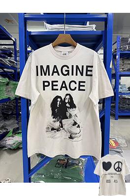 セントマイケルコピー IMAGINE PEACE セメントホワイト カジュアル半袖Tシャツ