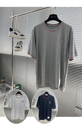 トムブラウンコピー 胸に鳥のロゴ入りクルーネックの半袖Tシャツ