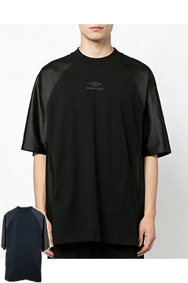 バレンシアガスーパーコピー BALENCIAGA 刺繍入りラグランパッチワーク半袖Tシャツ