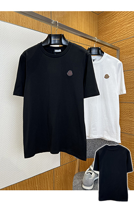モンクレールコピー クラシックロゴ レザーラベル クルーネック 半袖Tシャツ