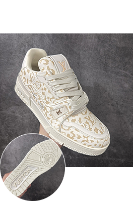 ルイヴィトンスーパーコピー LV Trainer アーミーグリーンのプリントスニーカー