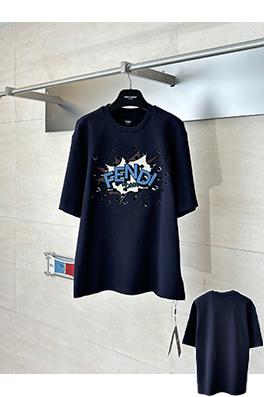 フェンディコピー FENDI 早春ホリデーコレクション　パンチング刺繍入りクルーネック半袖Tシャツ