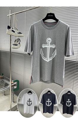 トムブラウンコピー 最新のアンカー柄半袖Tシャツ