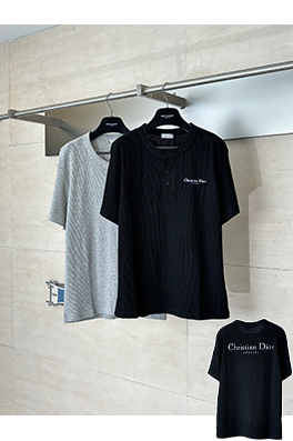 ディオールスーパーコピー Christian Dior Couture ワッフルヘンリーカラー半袖Tシャツ