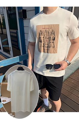 モンクレール プリント入りコットン半袖Tシャツ