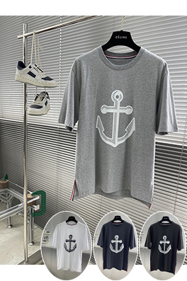 トムブラウンコピー 最新のアンカー柄半袖Tシャツ
