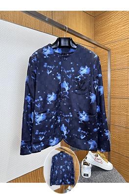 ルイヴィトン 花柄プリントの襟なしスーツジャケット