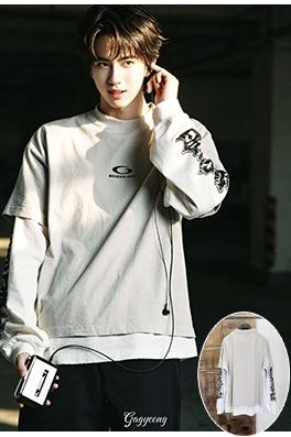 バレンシアガ長袖シャツスーパーコピー BALENCIAGA 刺繍プリント入りダメージ風ツーピース長袖シャツ