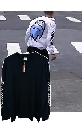 シュプリームコピー SUPREME 炎の幽霊の頭のプリント入りクルーネック長袖シャツ