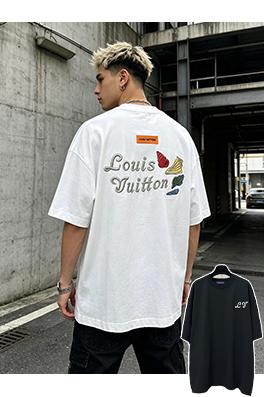 ルイヴィトン Louis Vuitton 貝殻刺繍入りクルーネック半袖Tシャツ