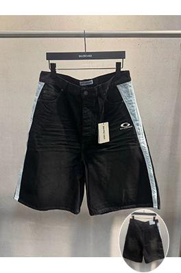 バレンシアガスーパーコピー BALENCIAGA カラーブロックロゴ入りデニムショーツ