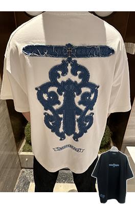クロムハーツコピー ウォッシュと刺繍カップル半袖Tシャツ