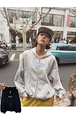 シュプリーム X マルタンマルジェラスーパーコピー SUPREME コラボレーションインクスプラッター刺繍ジップアップパーカー