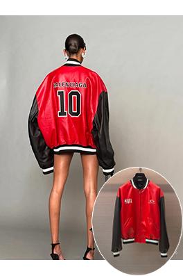 バレンシアガ偽物 BALENCIAGA コラボレーション ブラック＆レッド カラーブロックバッグ No.10 レザージャケット