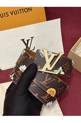 ルイヴィトン LV Initiales Monogram Flower プリント柄とカラーブロックの花柄リバーシブルベルト