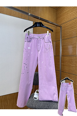 アクネストゥディオズ ピンクのスプラッターグラフィティ柄ワイドレッグジーンズ