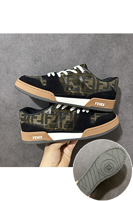 フェンディスニーカースーパーコピー FENDI Match  レザー型押しレースアップローカットファッションスニーカー