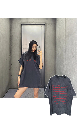 バレンシアガ半袖Tシャツスーパーコピー フォーミュラ刺繍入りウォッシュダメージ半袖Tシャツ