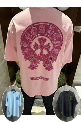 クロムハーツ クラシックウォッシュと刺繍カップル半袖Tシャツ