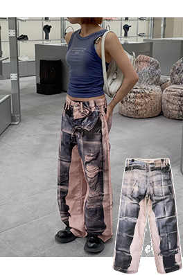 アクネストゥディオズジーンズスーパーコピー Acne Studios 3Dプリントがずれたジーンズ