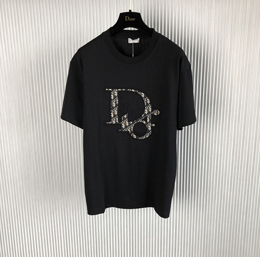 ディオール 半袖Tシャツ 老花柄と文字プリントの新作半袖Tシャツ 9,580
