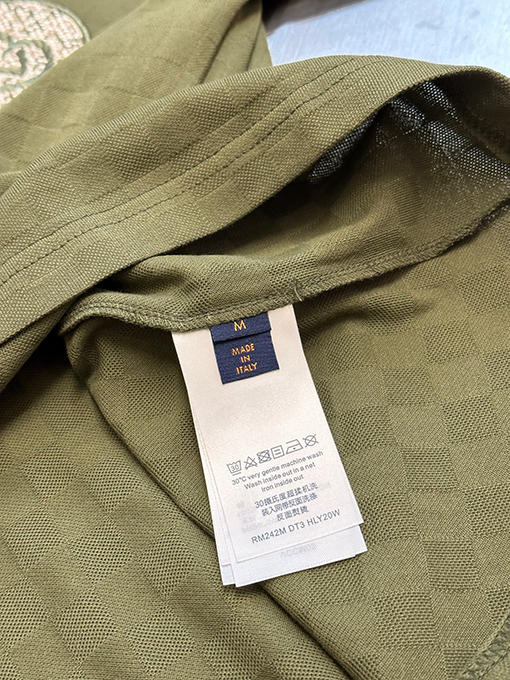 ルイヴィトン グリーンチェック柄ラウンドネックTシャツ