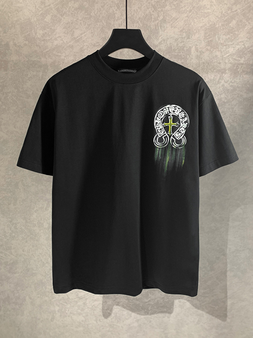 クロムハーツコピー落書きサンスクリットクルーネック半袖Tシャツ