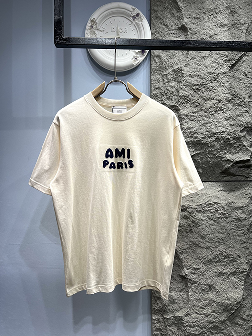 アミコピー 編み込み刺繍ロゴ 半袖Tシャツ