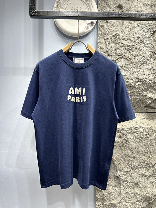 アミコピー 編み込み刺繍ロゴ 半袖Tシャツ