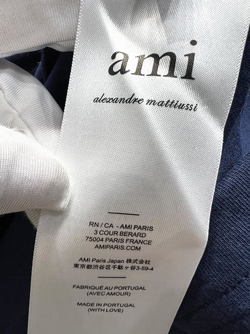 アミコピー 編み込み刺繍ロゴ 半袖Tシャツ