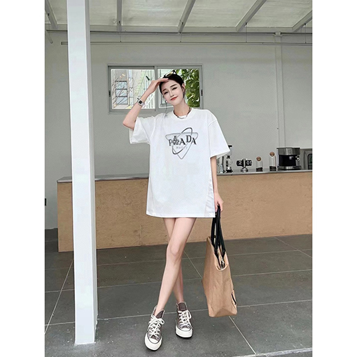 プラダ三角切り替えロゴデザイン 半袖Tシャツ 