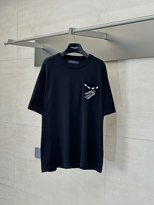ルイヴィトン新しいポケットビーズニット半袖Tシャツ