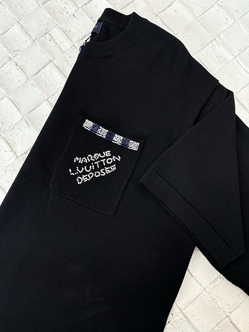 ルイヴィトン新しいポケットビーズニット半袖Tシャツ