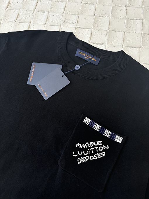 ルイヴィトンスーパーコピーポケットビーズニット半袖Tシャツ