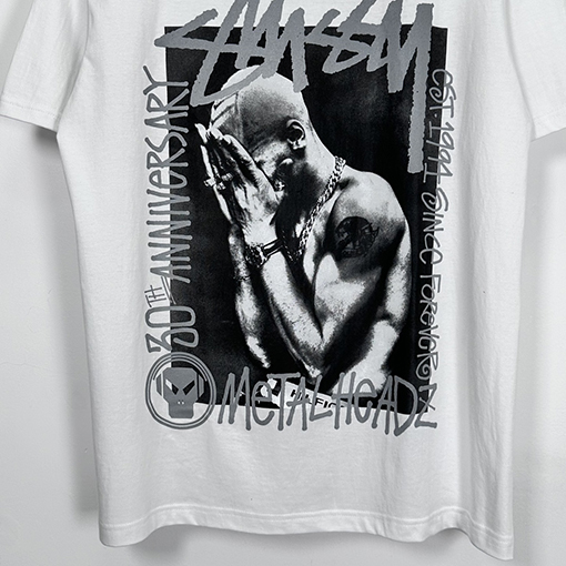ステューシー3M反射ブラックバンドキャラクターTシャツ