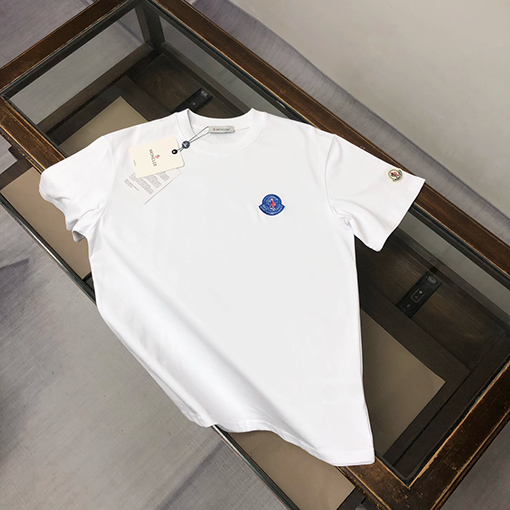 モンクレール 新しいロゴ刺繍ラウンドネック半袖Tシャツ